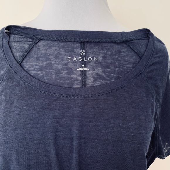 Caslon Navy Blue Sheer Burnout Scoop Neck Short Sleeve T-Shirt - Picture 4 of 7